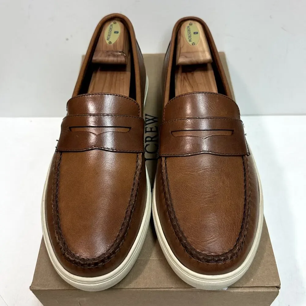 NIB J. Crew Leather Hybrid Casual Penny Loafers Havana Brown Sneakers US 11.5 D